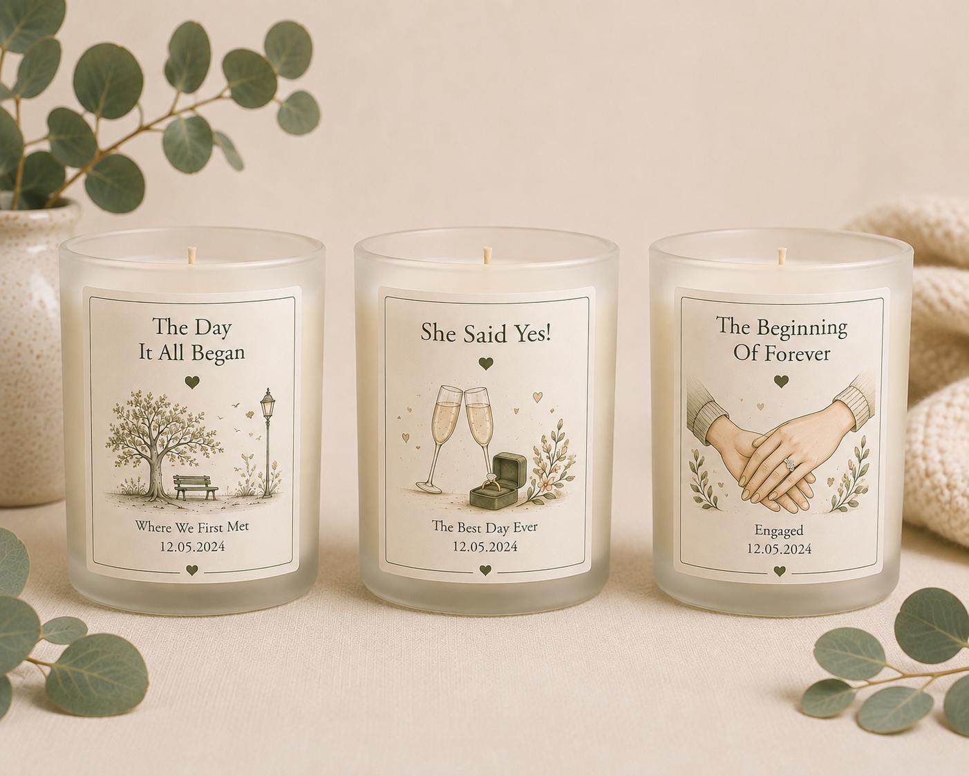 Personalised Engagement Candle, Engagement Gift for Couple, Newly Engaged Gift, Proposal Keepsake, Engagement Present