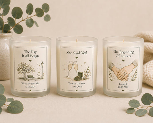Personalised Engagement Candle, Engagement Gift for Couple, Newly Engaged Gift, Proposal Keepsake, Engagement Present