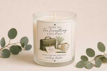Personalised Leaving Gift Candle, Retirement Gift, Colleague Leaving Gift, New Job Gift, Good Luck Gift