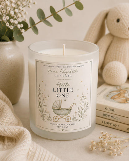 New Baby Candle, New Baby Gift, Hello Little One Candle, New Mum Gift, New Parents Gift, Scented Candle Gift, Handmade in Wales