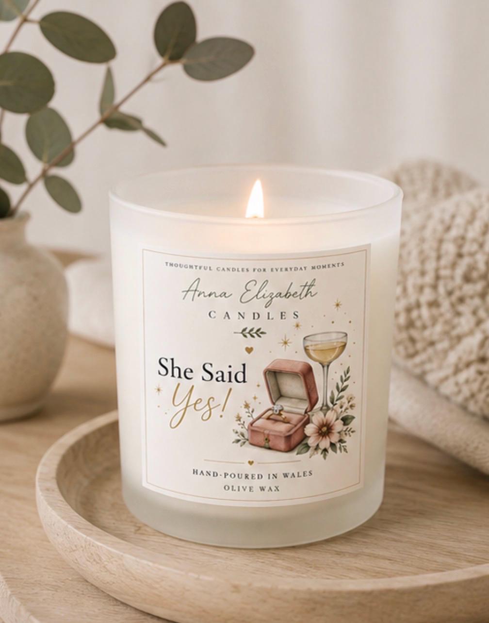 Engagement Gift, She Said Yes Candle, Newly Engaged Gift, Bride to Be Gift, Engagement Candle, Congratulations Gift for Couple