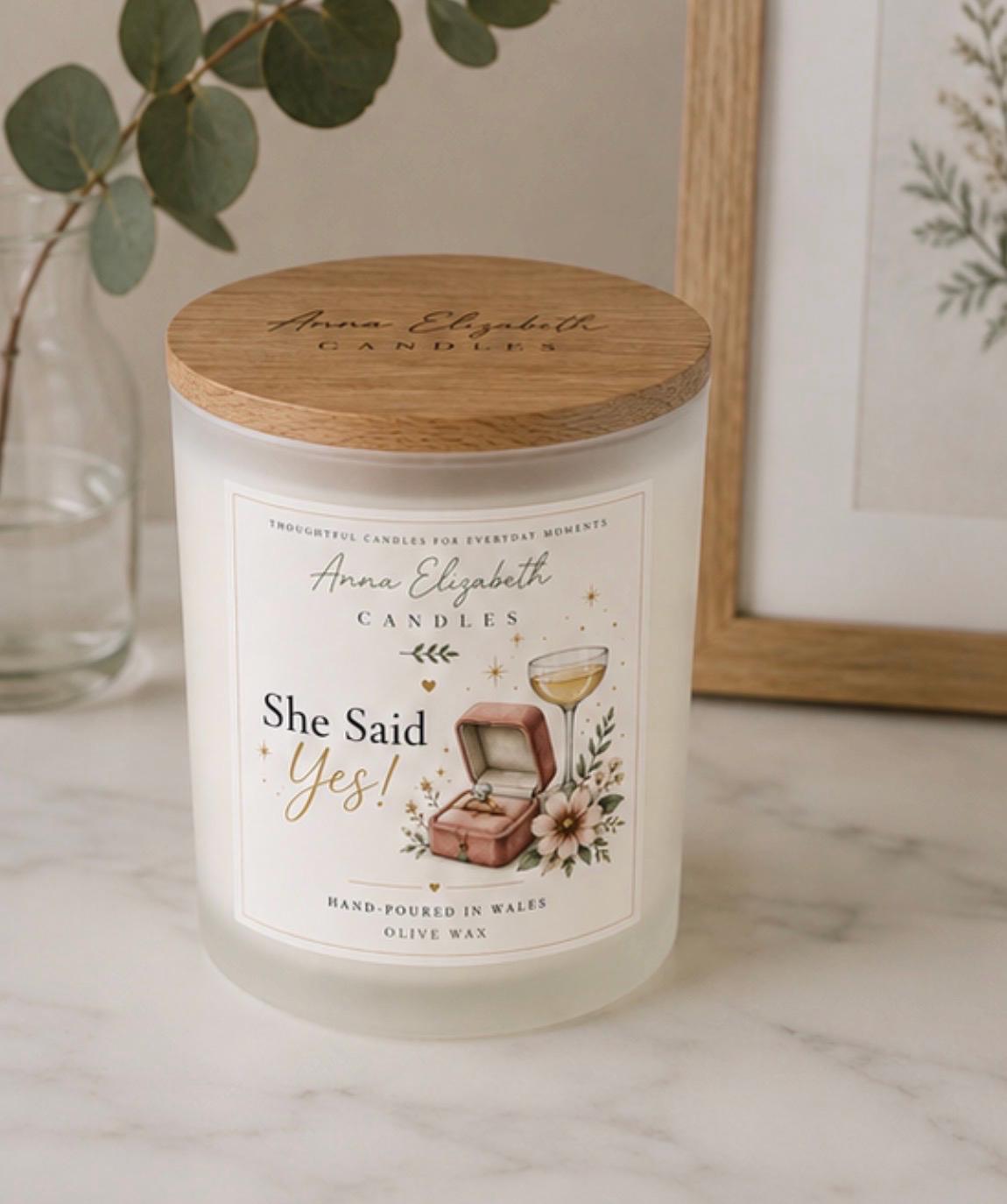 Engagement Gift, She Said Yes Candle, Newly Engaged Gift, Bride to Be Gift, Engagement Candle, Congratulations Gift for Couple