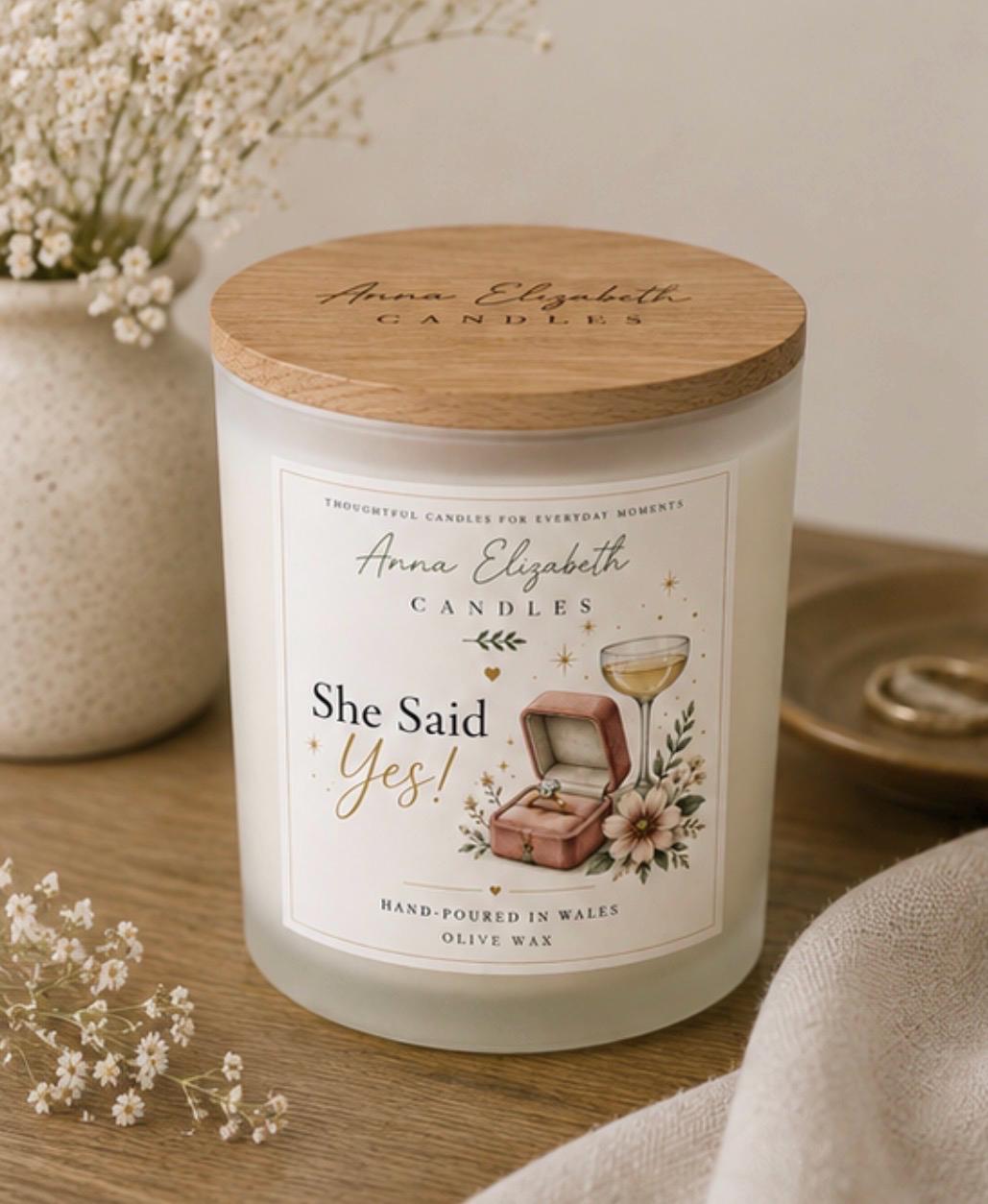 Engagement Gift, She Said Yes Candle, Newly Engaged Gift, Bride to Be Gift, Engagement Candle, Congratulations Gift for Couple