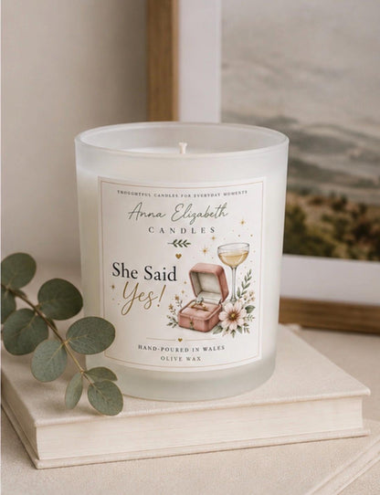 Engagement Gift, She Said Yes Candle, Newly Engaged Gift, Bride to Be Gift, Engagement Candle, Congratulations Gift for Couple