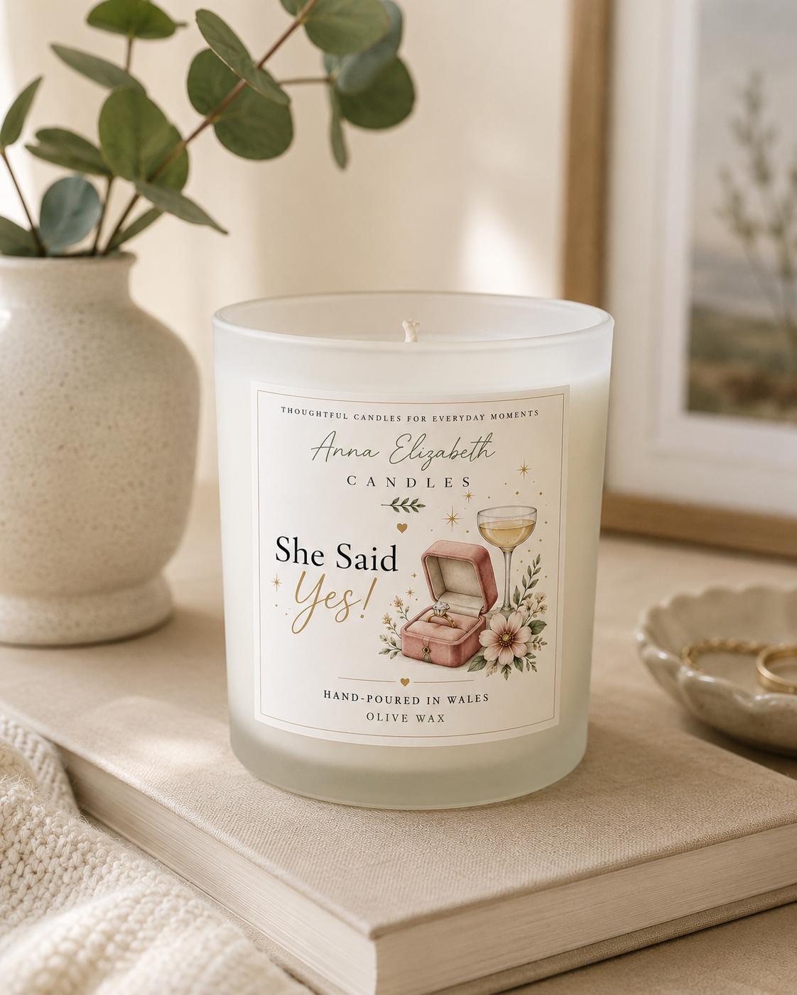 Engagement Gift, She Said Yes Candle, Newly Engaged Gift, Bride to Be Gift, Engagement Candle, Congratulations Gift for Couple