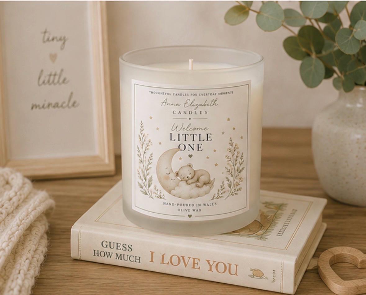 New Baby Gift, New Mum Candle, New Parents Gift, Welcome Little One Candle, Baby Shower Gift, Newborn Gift, Handmade in Wales