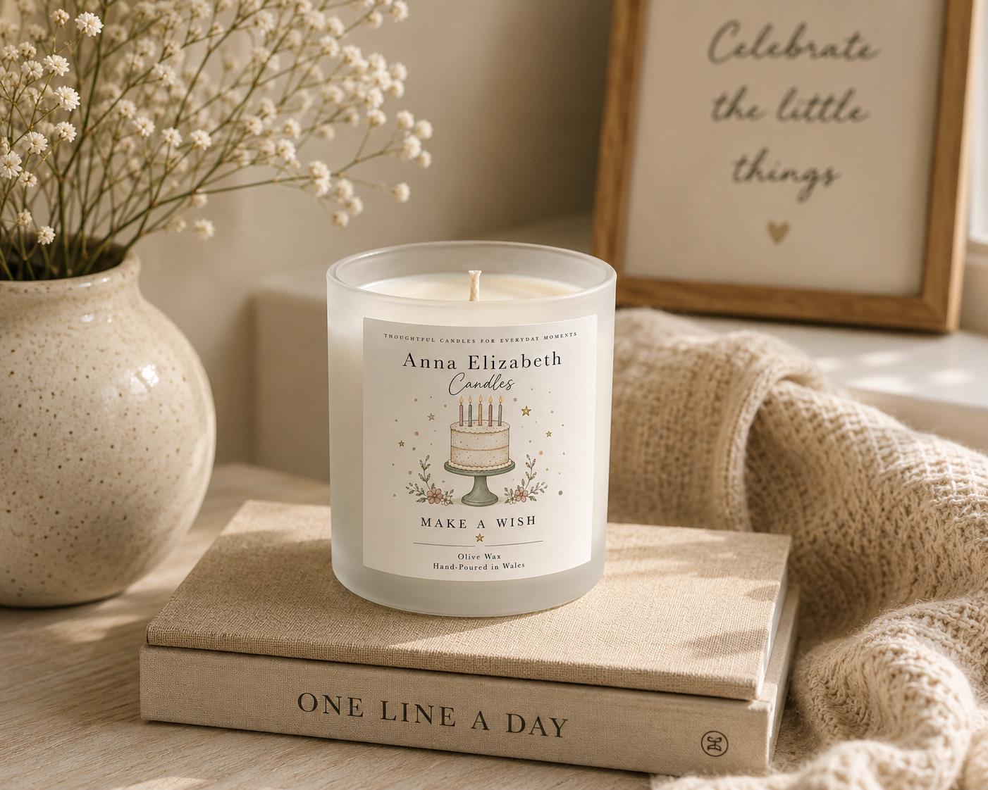 Birthday Candle, Birthday Gift for Her, Make a Wish Candle, Best Friend Birthday Gift, Handmade Candle, Olive Wax Candle