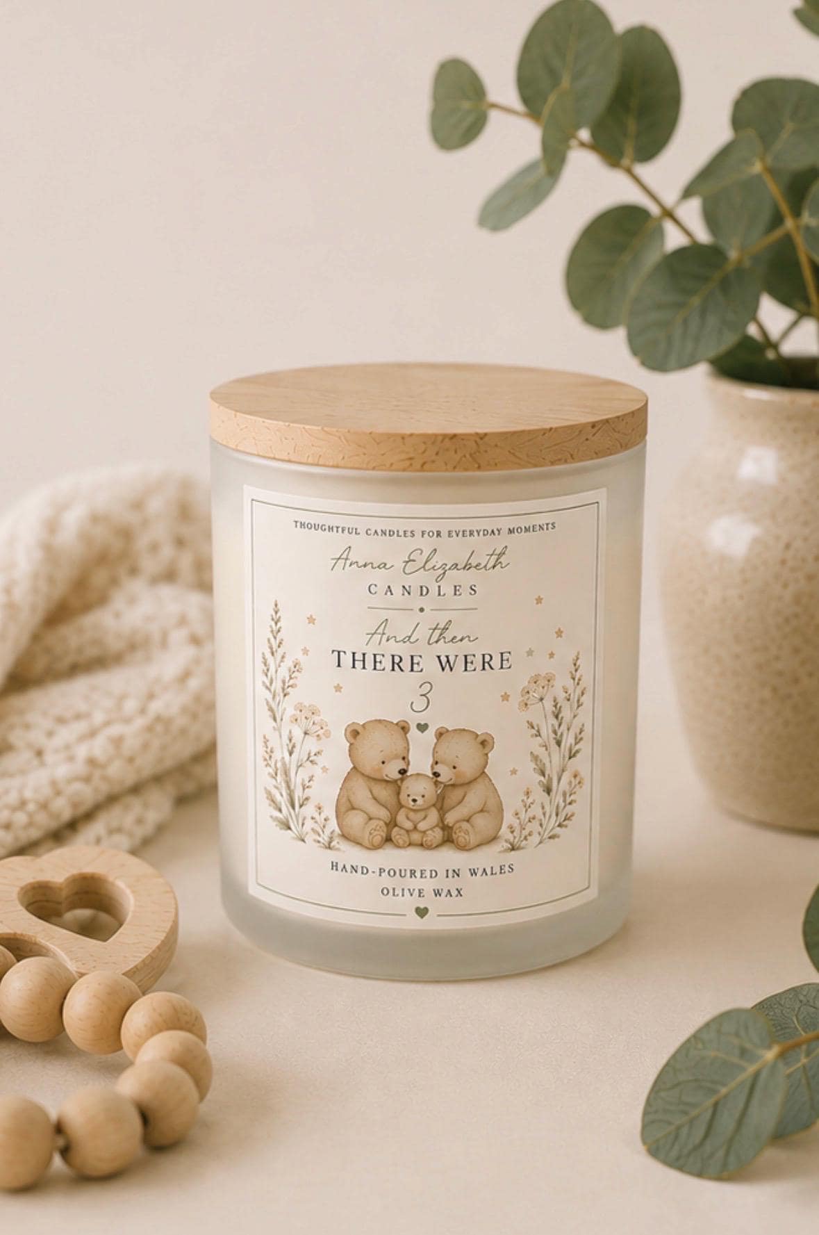 New Baby Gift, And Then There Were Three Candle, New Parents Gift, New Mum Gift, Newborn Baby Gift, Baby Shower Gift