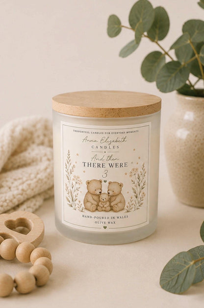 New Baby Gift, And Then There Were Three Candle, New Parents Gift, New Mum Gift, Newborn Baby Gift, Baby Shower Gift