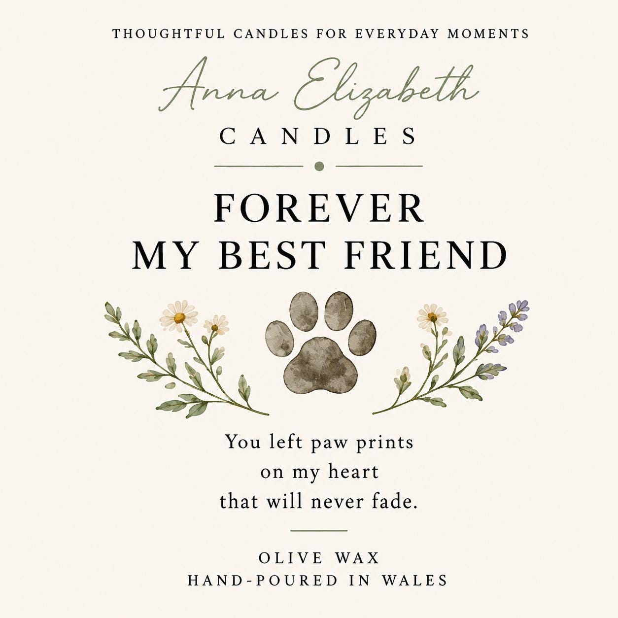 Pet Memorial Candle, Pet Loss Gift, Dog Memorial Gift, Cat Memorial Gift, Pet Bereavement Gift, Sympathy Candle, Forever My Best Friend