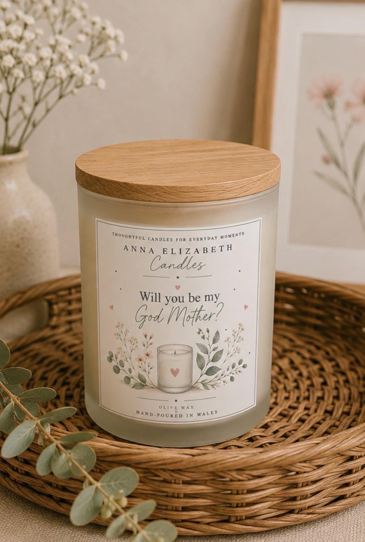 Will You Be My Godmother Gift, Godmother Proposal Candle, Godmother Gift, Godmother to Be Gift, Christening Gift, Baptism Gift