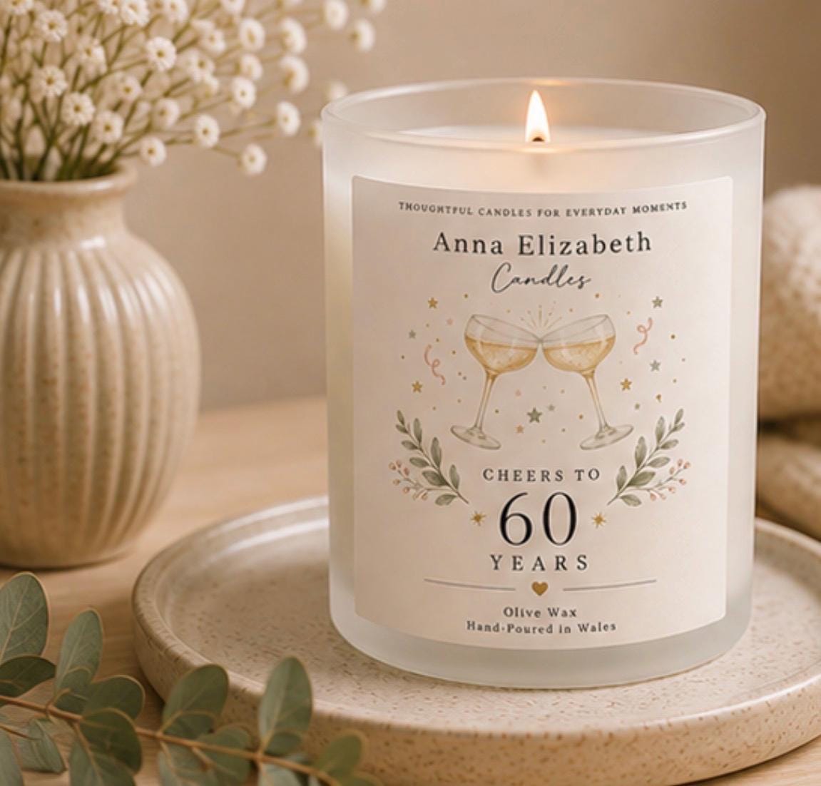 Personalised Milestone Birthday Candle, 30th 40th 50th 60th Birthday Gift, Birthday Gift for Her, Custom Age Candle, Milestone Birthday