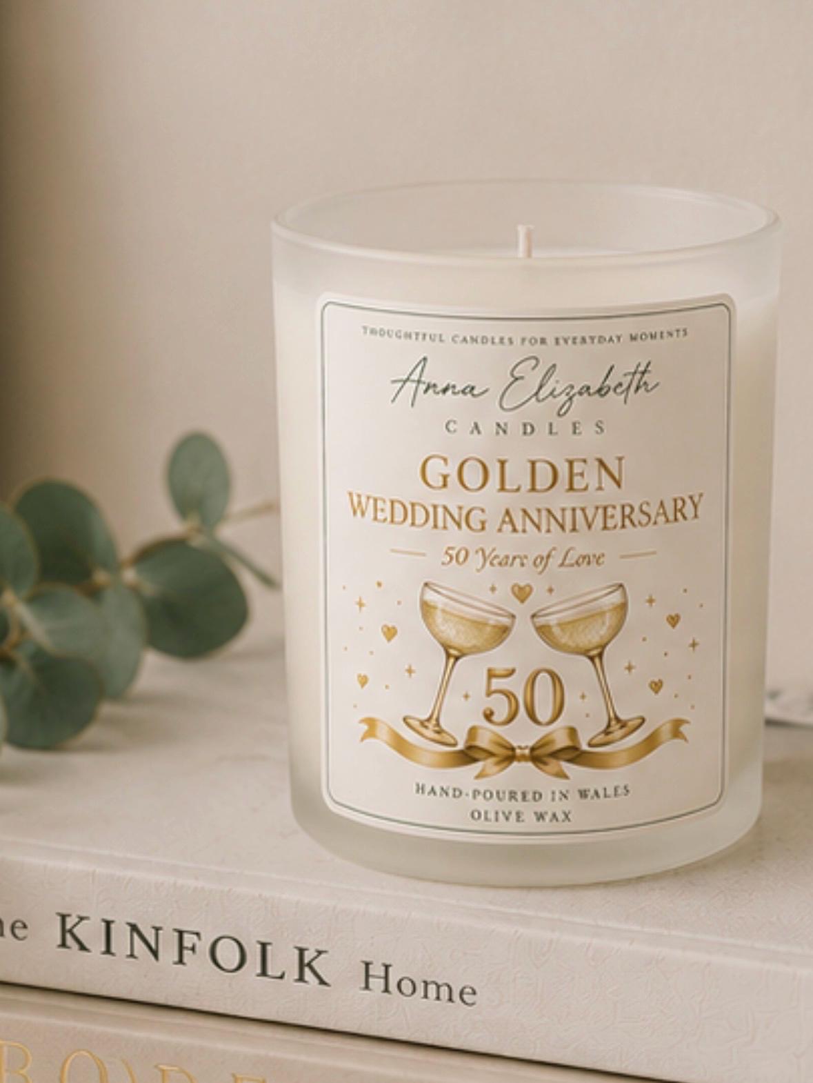 50th Wedding Anniversary Gift, Golden Wedding Anniversary Gift, 50 Years Married Gift, Anniversary Candle, Parents Anniversary Gift