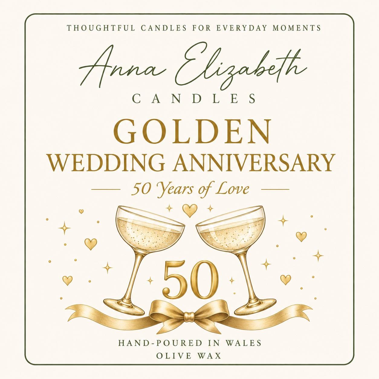 50th Wedding Anniversary Gift, Golden Wedding Anniversary Gift, 50 Years Married Gift, Anniversary Candle, Parents Anniversary Gift