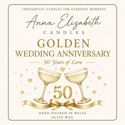 50th Wedding Anniversary Gift, Golden Wedding Anniversary Gift, 50 Years Married Gift, Anniversary Candle, Parents Anniversary Gift