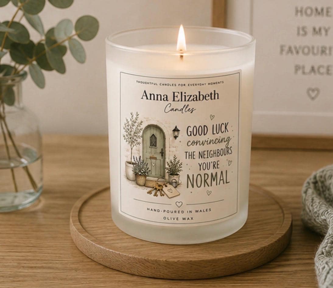 Funny New Home Candle, Housewarming Gift, New House Gift, Funny Moving Gift, New Home Gift for Friend, Neighbour Candle, Olive Wax Candle