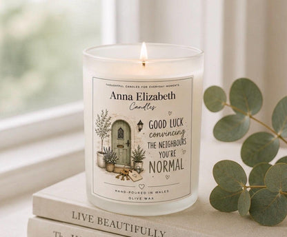 Funny New Home Candle, Housewarming Gift, New House Gift, Funny Moving Gift, New Home Gift for Friend, Neighbour Candle, Olive Wax Candle