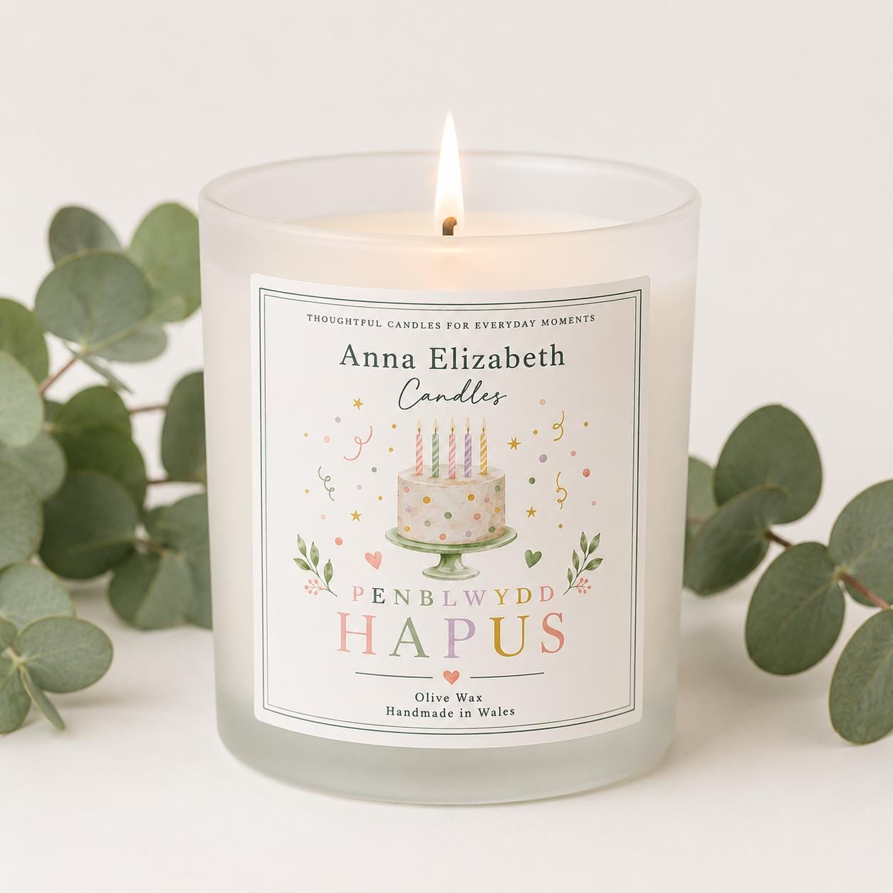 Welsh Happy Birthday Candle, Penblwydd Hapus Gift, Birthday Candle, Welsh Gift for Her, Handmade in Wales, Welsh Personalised Candles