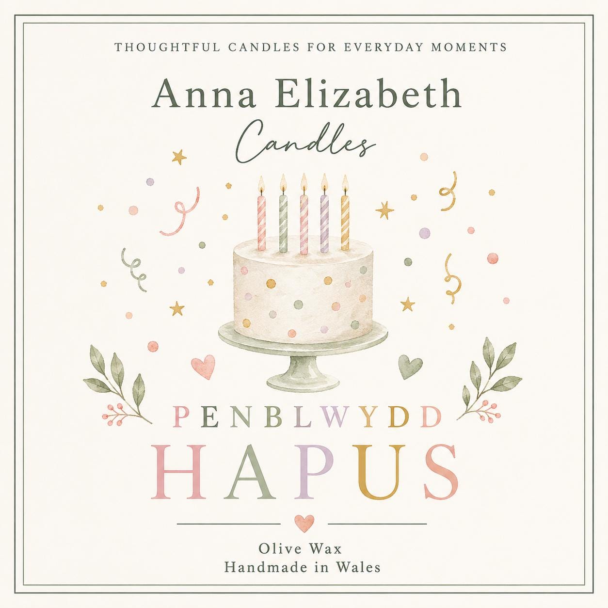 Welsh Happy Birthday Candle, Penblwydd Hapus Gift, Birthday Candle, Welsh Gift for Her, Handmade in Wales, Welsh Personalised Candles