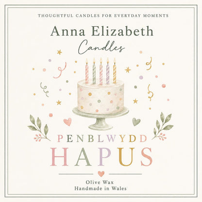 Welsh Happy Birthday Candle, Penblwydd Hapus Gift, Birthday Candle, Welsh Gift for Her, Handmade in Wales, Welsh Personalised Candles