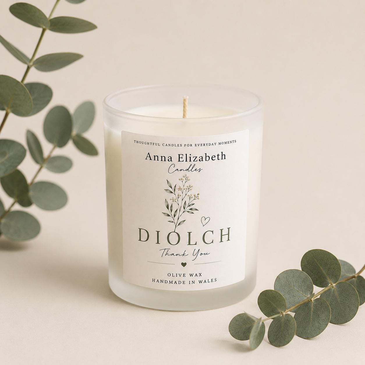 Diolch Candle, Welsh Thank You Gift, Welsh Candle, Thank You Gift for Her, Handmade in Wales, Welsh Candle to say Thank You