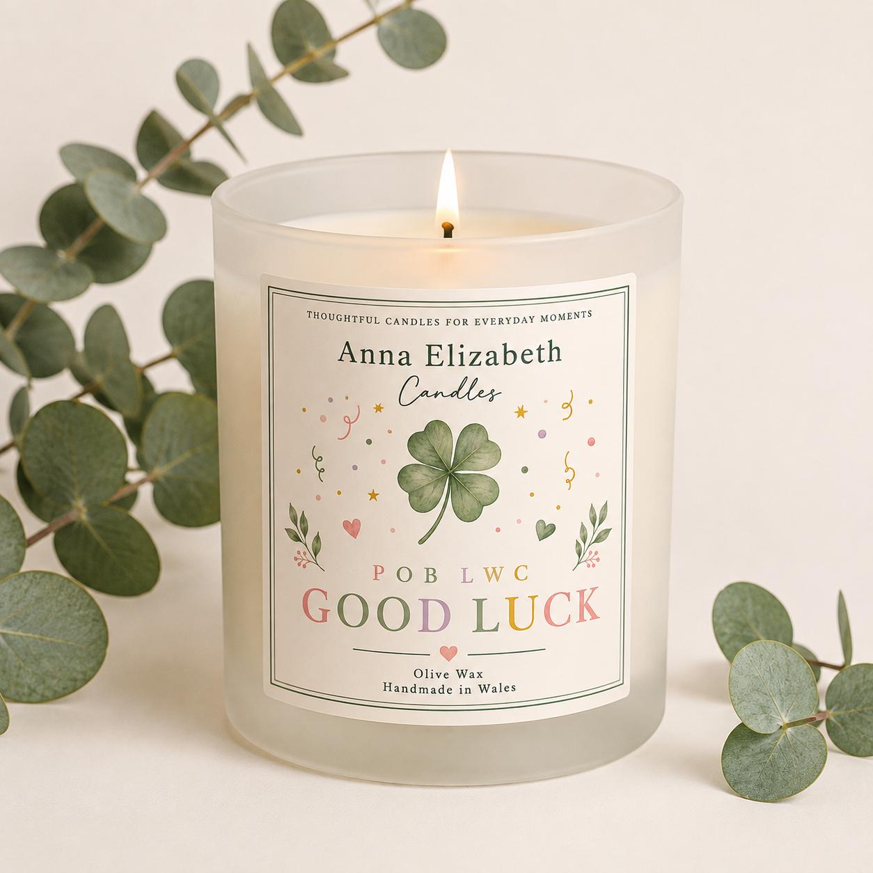 Welsh Good Luck Candle, Pob Lwc Gift, Good Luck Gift, Welsh Candle, New Job Gift, Exam Gift, Handmade in Wales, Welsh Event Candles