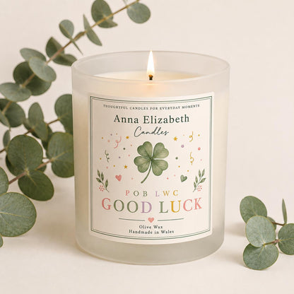 Welsh Good Luck Candle, Pob Lwc Gift, Good Luck Gift, Welsh Candle, New Job Gift, Exam Gift, Handmade in Wales, Welsh Event Candles
