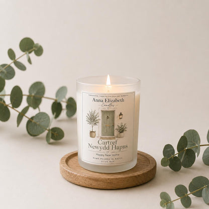 Welsh New Home Candle, Cartref Newydd Hapus Candle, Happy New Home Gift, Welsh Housewarming Gift, New Home Present