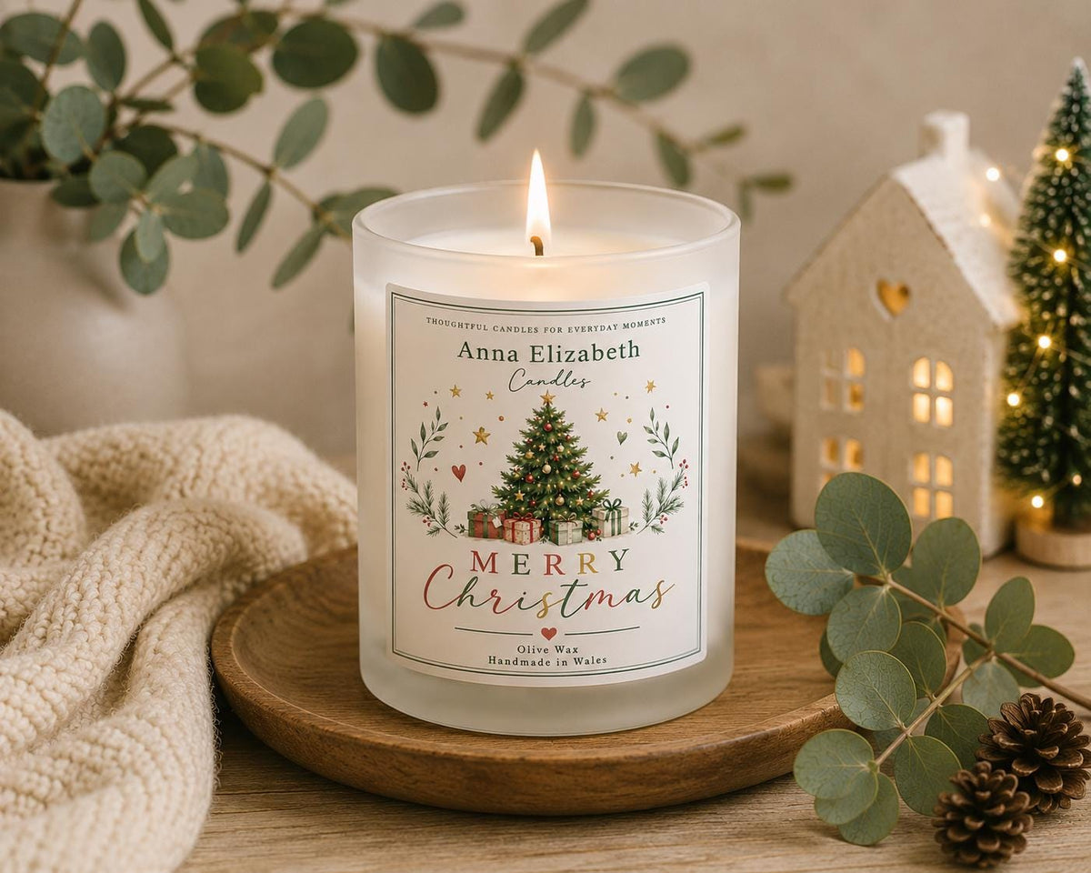 Merry Christmas Candle, Christmas Gift for Her, Secret Santa Gift, Stocking Filler, Festive Gift, Handmade Welsh Candle