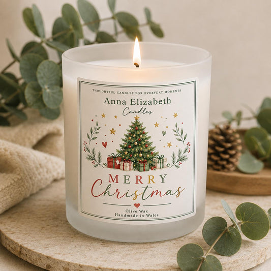 Merry Christmas Candle, Christmas Gift for Her, Secret Santa Gift, Stocking Filler, Festive Gift, Handmade Welsh Candle