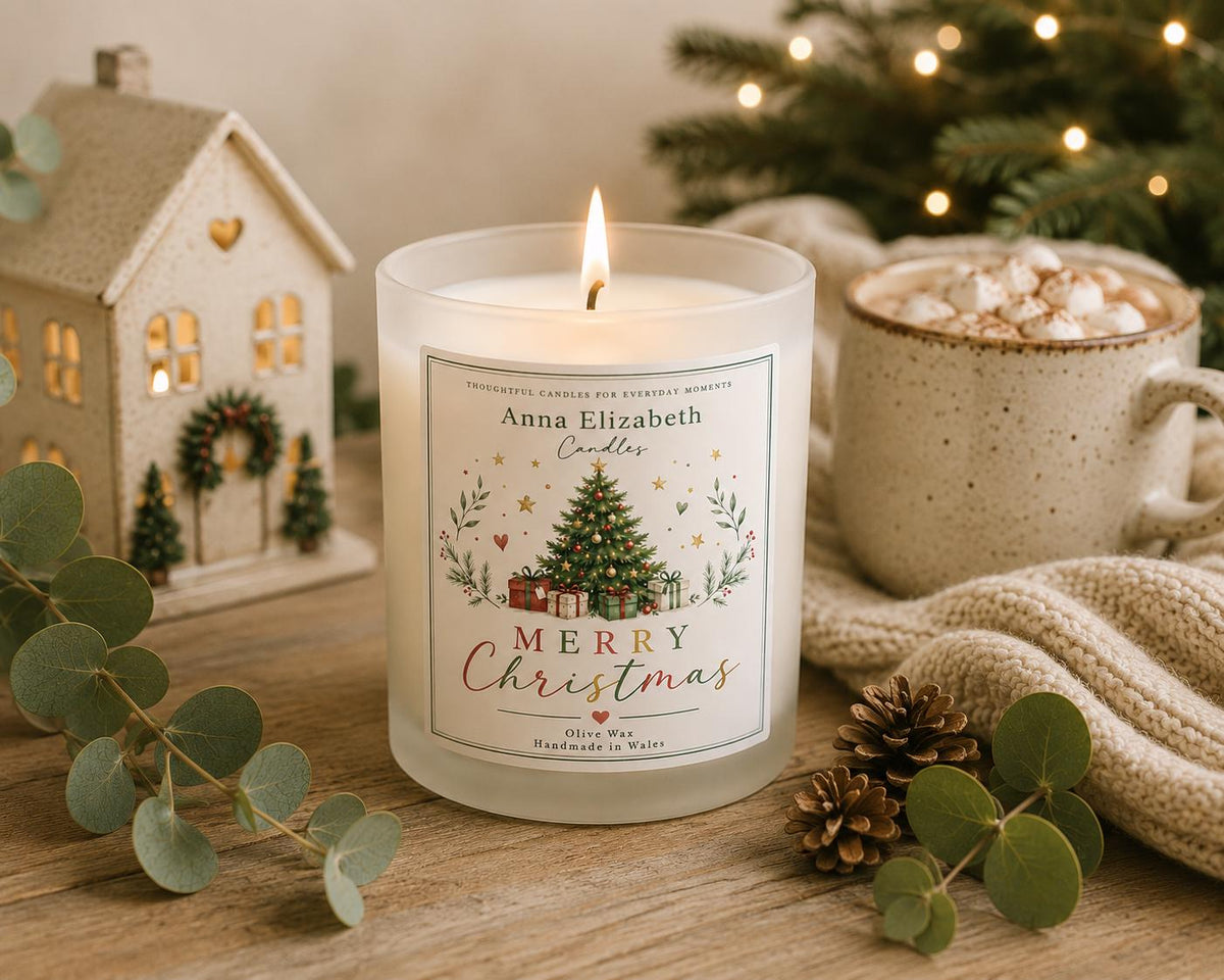 Merry Christmas Candle, Christmas Gift for Her, Secret Santa Gift, Stocking Filler, Festive Gift, Handmade Welsh Candle