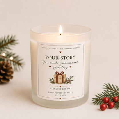 Personalised Christmas Candle, Custom Story Candle, Christmas Gift for Her, Mum, Family, Couple, Pet Lover, Handmade in Wales