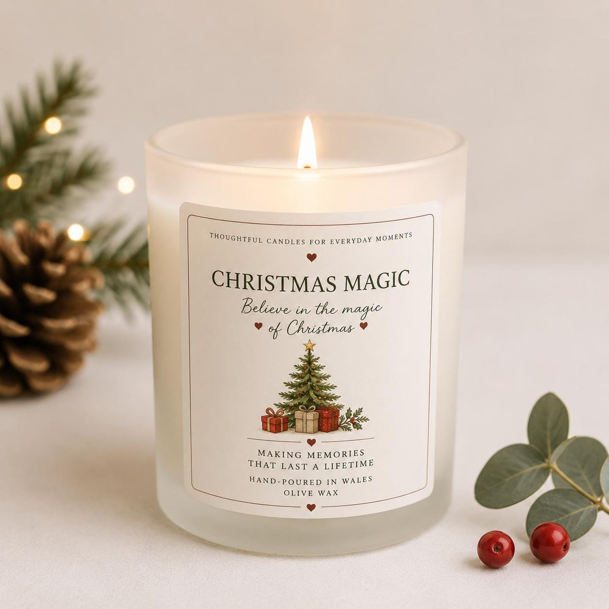 Personalised Christmas Candle, Custom Story Candle, Christmas Gift for Her, Mum, Family, Couple, Pet Lover, Handmade in Wales