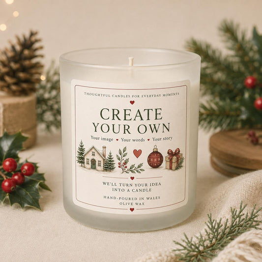 Personalised Christmas Candle, Custom Story Candle, Christmas Gift for Her, Mum, Family, Couple, Pet Lover, Handmade in Wales