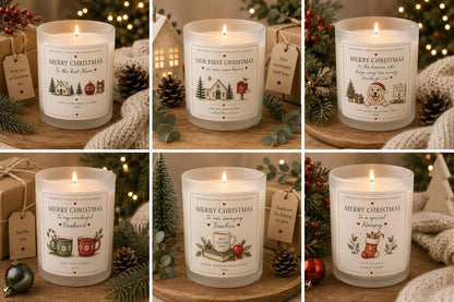 Personalised Christmas Candle, Custom Story Candle, Christmas Gift for Her, Mum, Family, Couple, Pet Lover, Handmade in Wales