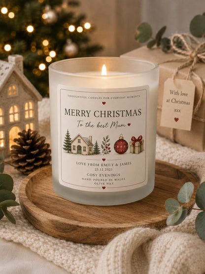 Personalised Christmas Candle, Custom Story Candle, Christmas Gift for Her, Mum, Family, Couple, Pet Lover, Handmade in Wales