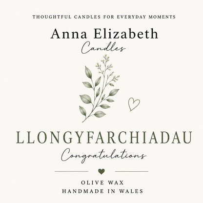 Llongyfarchiadau Candle, Welsh Congratulations Gift, Welsh Candle, Congratulations Gift for Her, Handmade in Wales