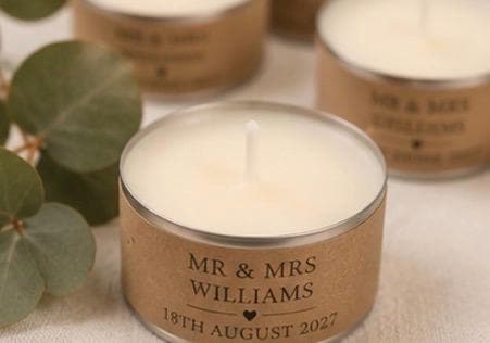 Personalised Wedding Favours | Scented Tealights | Wedding Guest Gifts | Personalised Candles | Wedding Favour Candles