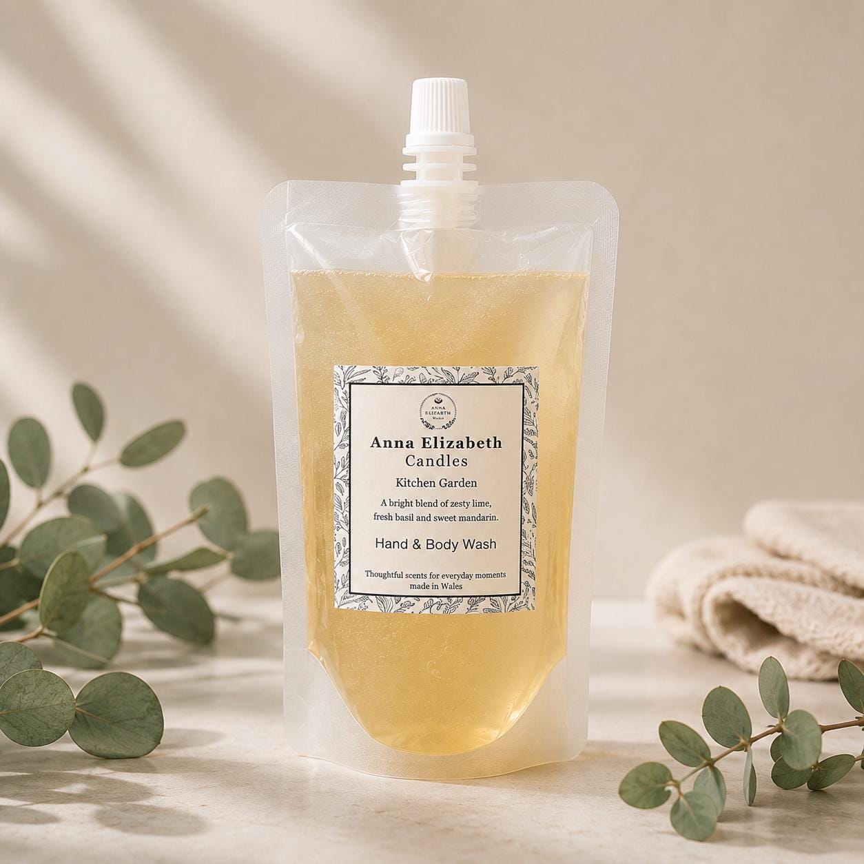 Hand Soap Refill Pouch, Liquid Hand Soap Refill, Hand & Body Wash Refill, Eco Friendly Bathroom Refill, Handmade in Wales