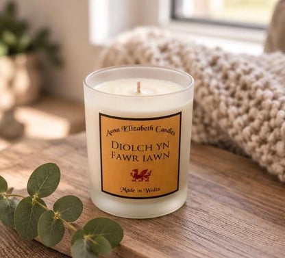 Thank You Candle, Personalised Large Candle, Diolch Gift, Welsh Gift, Thank You Gift, Scented Candle