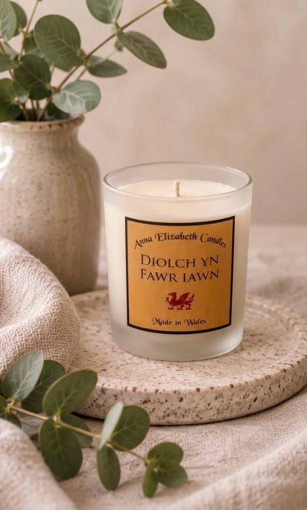 Thank You Candle, Personalised Large Candle, Diolch Gift, Welsh Gift, Thank You Gift, Scented Candle