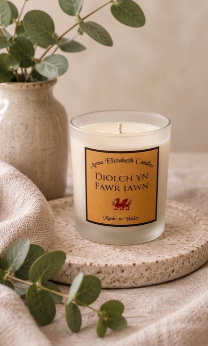 Thank You Candle, Personalised Large Candle, Diolch Gift, Welsh Gift, Thank You Gift, Scented Candle