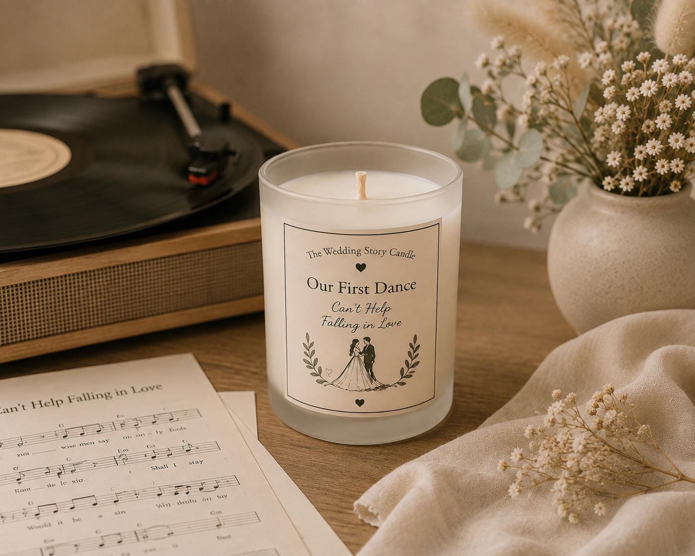 Wedding Story Candle | Personalised Wedding Gift | Custom Wedding Candle | Anniversary Gift | Engagement Gift