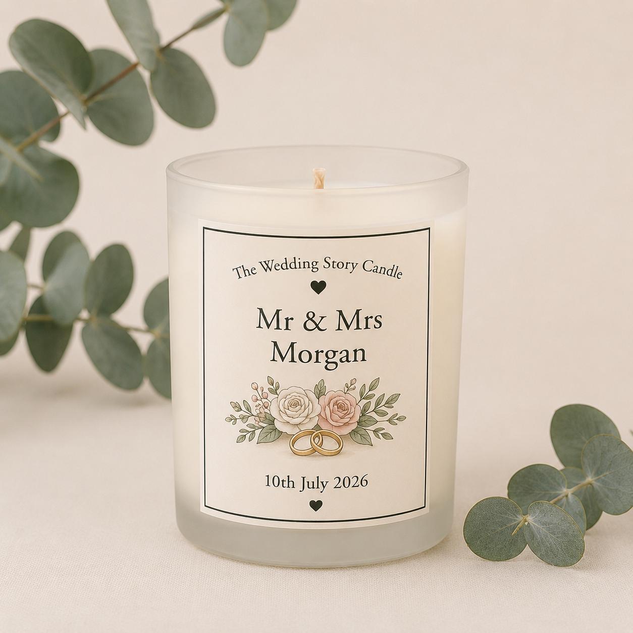 Wedding Story Candle | Personalised Wedding Gift | Custom Wedding Candle | Anniversary Gift | Engagement Gift