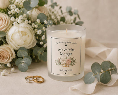 Wedding Story Candle | Personalised Wedding Gift | Custom Wedding Candle | Anniversary Gift | Engagement Gift