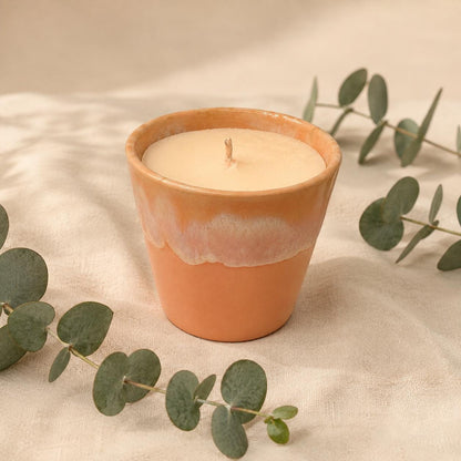 Pink Ceramic Coffee Cup Candle, Coffee Lover Gift, Handmade in Wales, Personalised Candle Gift, Pink Home Decor Gift