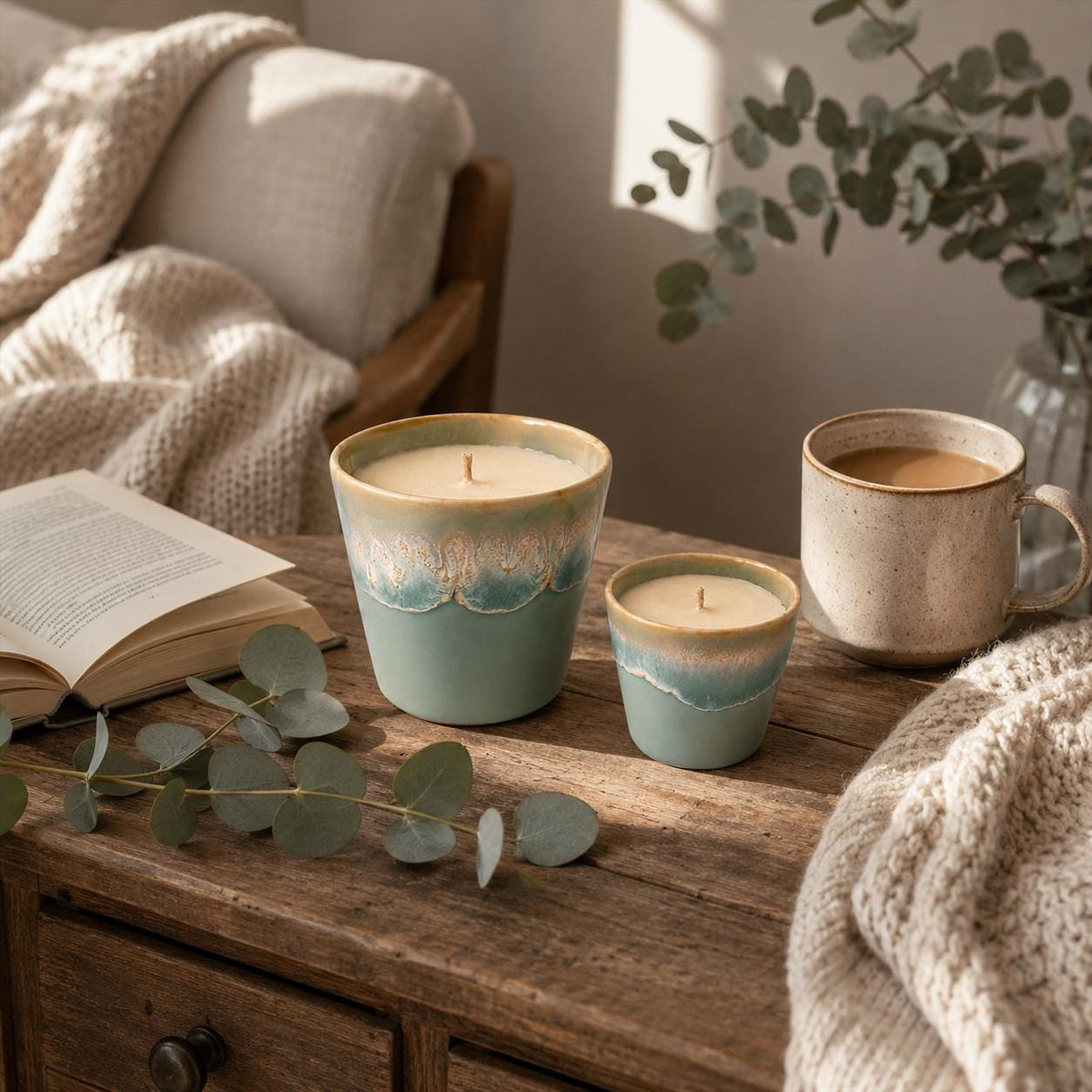 Ceramic Candle, Handmade Scented Candle, Natural Wax Candle, Housewarming Gift, Home Decor, Coffee Cup Candle