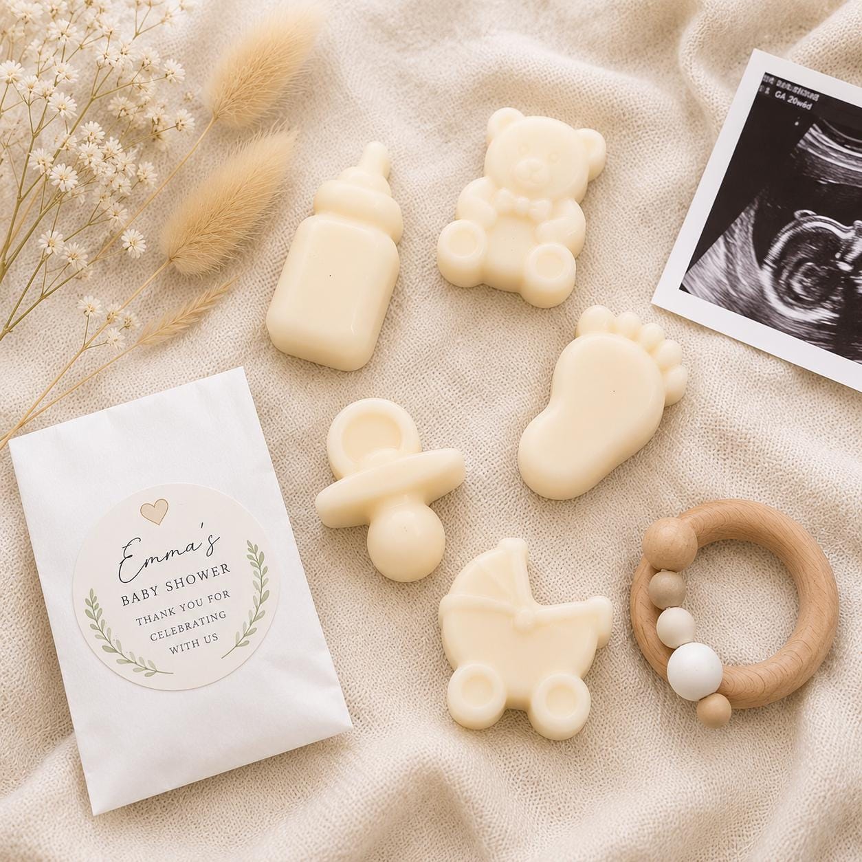 Handmade Baby Shower Favours, Personalised Wax Melt Favours, Baby Shower Guest Gifts , Custom Labels