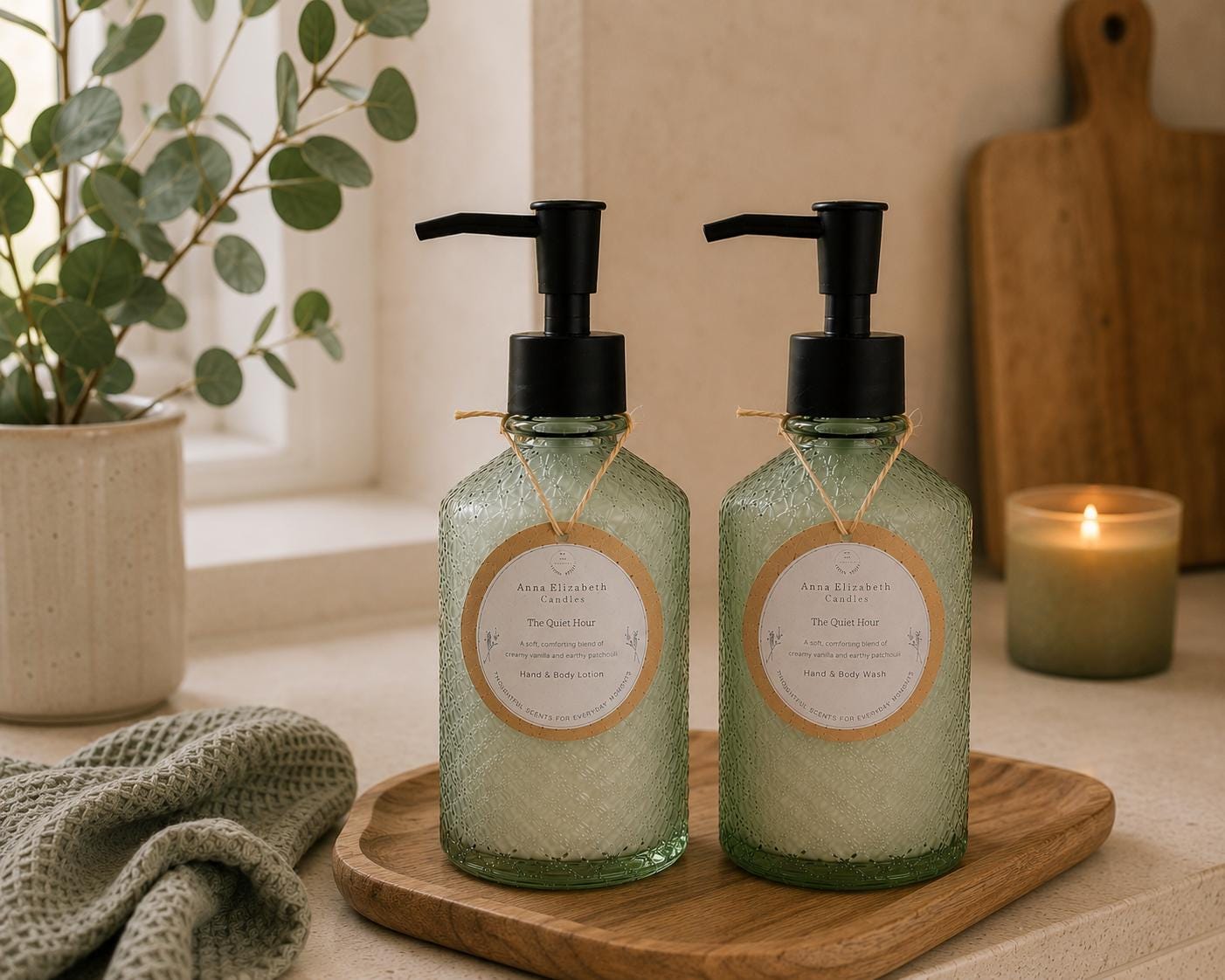 Refillable Hand Wash & Lotion, Glass Bottle Body Care, Bathroom Set, Home Fragrance, Everyday Luxury