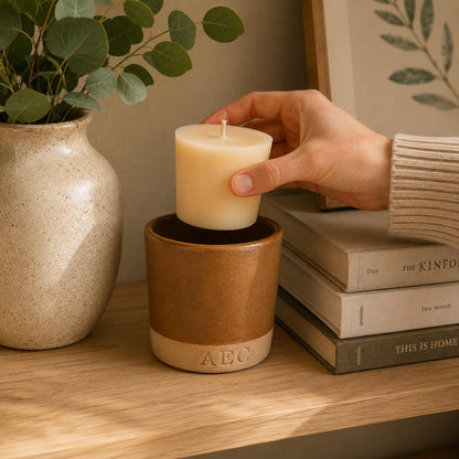 Refillable Ceramic Candle, Mini Candle Starter Kit, Handmade Candle, Ceramic Candle Gift, Home Fragrance, Match Holder, Luxury Candle